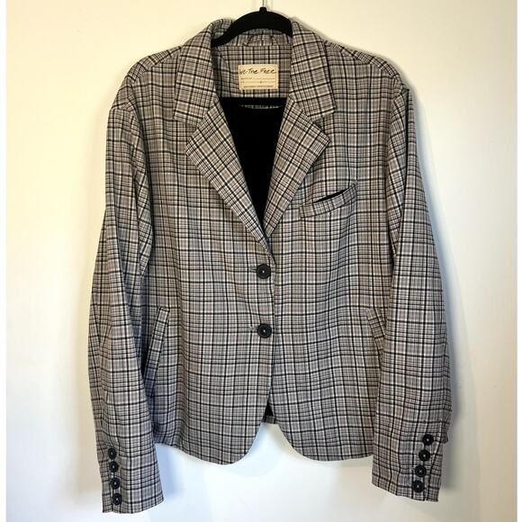 Free People We The Free Cali Plaid Blazer Size Large Relaxed Fit EUC - Picture 2 of 7
